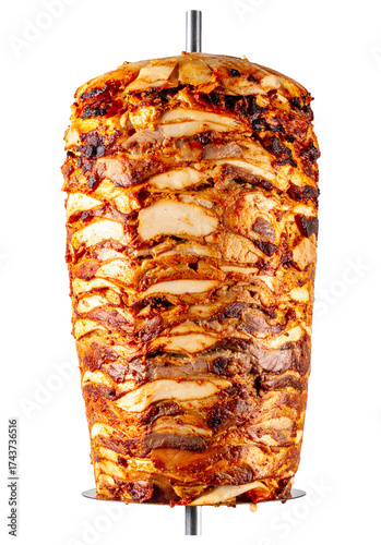 Uncut chicken shawarma kebab isolated object