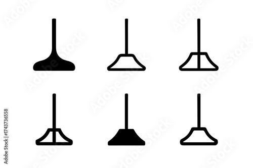 Elegant Floor Lamp Logos. Floor lamp base. Set Logo of weighted base: thick bottom support for stability. harmonious logo variations of the same emblematic