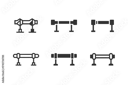 Modular Closet Rod Logos. Closet rod. Set Logo of modular design: rod with adjustable parts illustrated. harmonious logo variations of the same emblematic