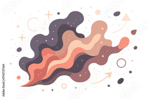 Vibrant Cosmic Nebula. Nebula clouds. Glowing colorful nebula with abstract floating particles and geometric shapes emphasizing depth, energy, and cosmic