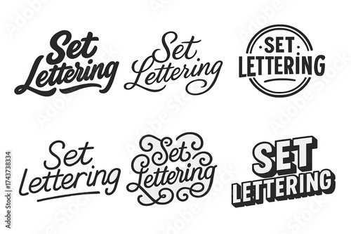 Harmonious Lettering Variations. Keep exploring. Set lettering. harmonious lettering variations of the same emblematic concept (Bold hand-lettering with