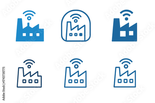 Digital Transformation Logos. Digital transformation in business. Set Logo of Digital Transformation: smart factory. harmonious logo variations of the same