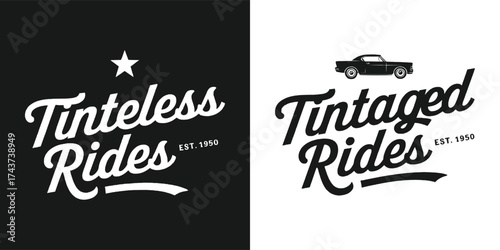 Timeless rides vintage car typography emblem with retro lettering and minimalist classic automotive badge for t shirt design