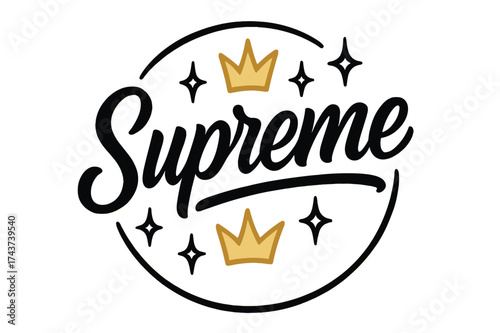 Supreme Lettering Art. Supreme. modern hand lettering, smooth curves, balanced composition, clear readable