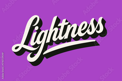 Retro Calligraphy Art. ?Lightness?. retro calligraphy, dynamic curves, strong angled 3D shadow, minimal