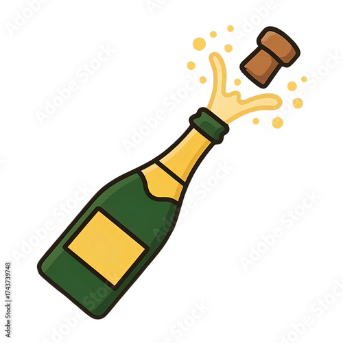 シャンパンボトルのイラスト｜Champagne Bottle Illustration