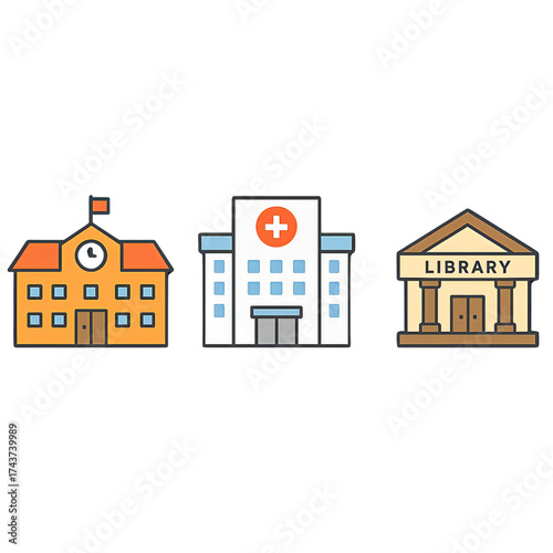 公共施設のアイコンセット｜Public Facilities Icon Set