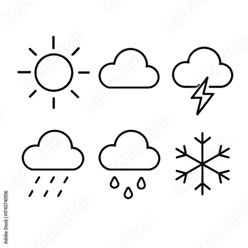天気のアウトラインアイコンセット｜Weather Outline Icon Set