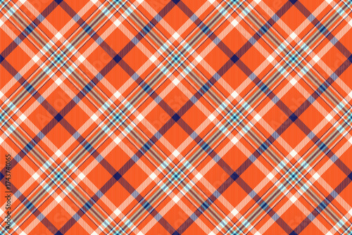 Christmas card seamless texture plaid, seasonal tartan check fabric. Father pattern background textile vector in orange and bright colors.
