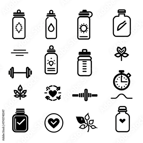 ウェルネスと健康のアイコンセット｜Wellness and Health Icon Set