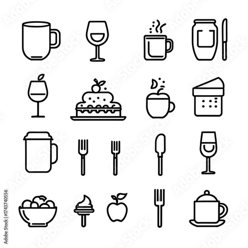 食べ物と飲み物のアイコンセット｜Food and Drink Icon Set