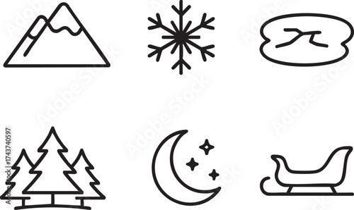 Winter line icons set