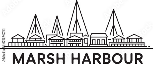 Marsh Harbour Skyline Outline Black Minimalist Architectural Landmark