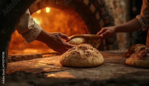 A traditional tandoor oven in a rural kitchen, bread baking inside, warm ambient light, captured in an authentic and culturally rich scene, highlighting rural culinary traditions.