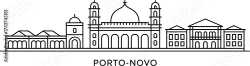 Porto-Novo Skyline Outline Vector Cityscape Architecture Landmark Silhouette
