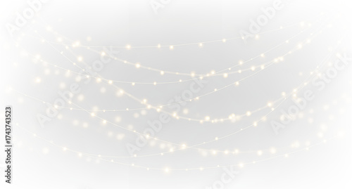 Tablou pe pânză Warm twinkling fairy lights, cozy festive string illumination PNG
