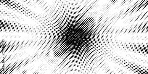 Halftone gradient sun rays pattern. Abstract halftone color dots background. Red pop art, comic small dots. star rays halftone poster. shine, explosion. sunrise rays background.