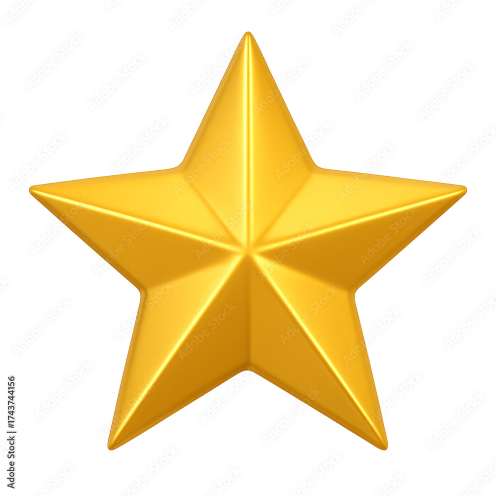 Obraz premium Golden Star 3D isolated on a white transparent background PNG