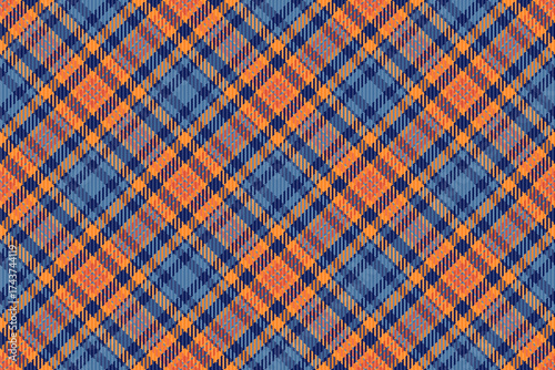 Classic blue and orange tartan pattern. A timeless, versatile design. Ideal for backgrounds, apparel, textiles, and festive designs.