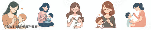 vector of a mother feeding her child