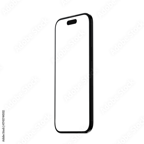 Phone Air in Black Color with transparent background and screen in high-resolution
