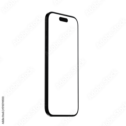 Phone Air in Black Color with transparent background and screen in high-resolution
