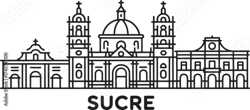 Sucre line illustration city on transparent backdrop