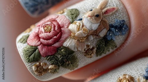 nail embroidery art, Embroidery work