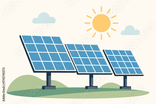 Renewable energy and sustainability: solar panels in minimalist landscape design