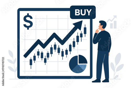 Financial growth concept with bullish chart and investor decision model