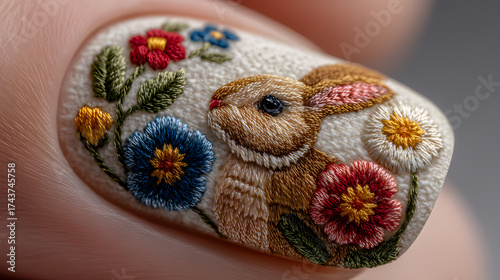 nail embroidery art, Embroidery work
