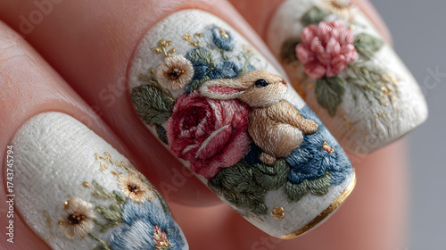 nail embroidery art, Embroidery work