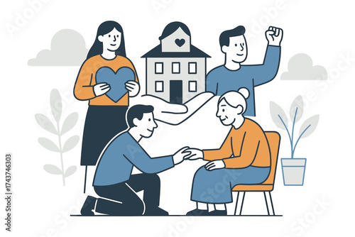 Community support and care for elderly in a caring environment