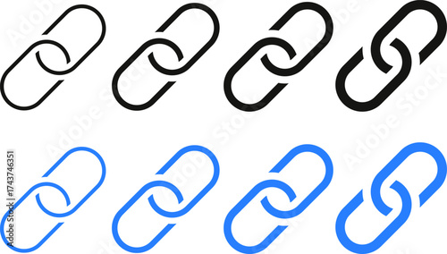 Web link icon set. Chain icons. Webpage URL link symbol. external link, share link symbol 