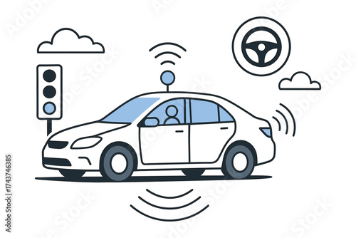 Autonomous electric car with sensors and smart technologies