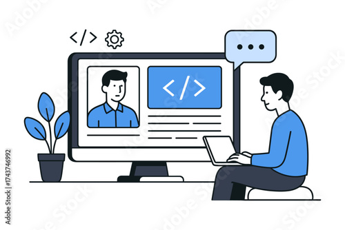 Online coding course with interactive video conferencing and live code sharing