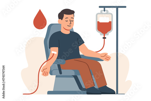 Blood donation process in modern flat design