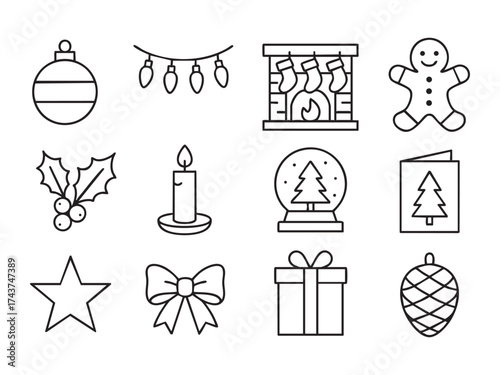 Christmas, New Year holidays icons set