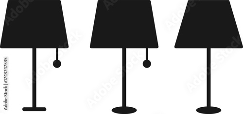 lamp icon set. home decoration lamp symbol