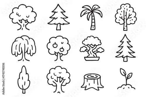 Tree and Forest Line Icon Bundle