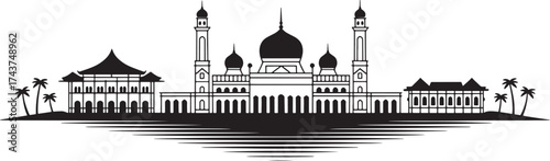 Banda Aceh Indonesia Skyline Silhouette Minimalist Cityscape Vector Illustration