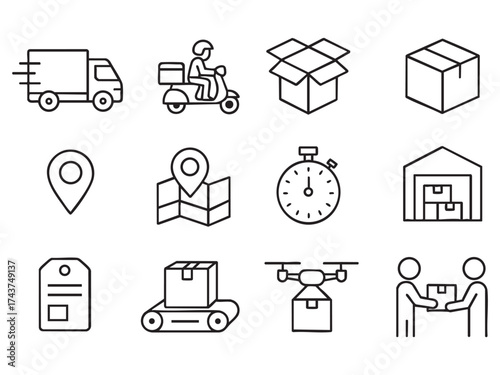 Delivery line icons set. Shipping icon collection. Vector
