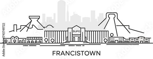 City Skyline of Francistown Botswana Silhouette with Buildings