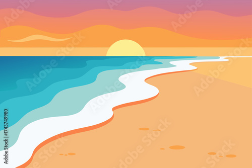 Gentle Ocean Waves Washing Up on Sandy Beach