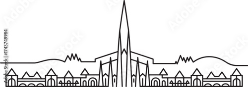 Cologne Germany Landmark Vector Silhouette Sketch Line Art