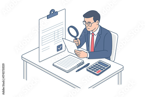 Business analyst reviewing data in modern office setting