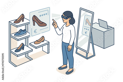 Isometric augmented reality shopping experience for footwear enthusiasts