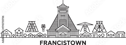 Francistown Botswana Skyline Silhouette Minimalist Cityscape Vector Illustration