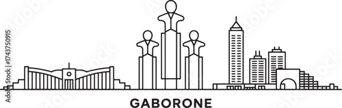 Gaborone Botswana Skyline Silhouette Vector Illustration