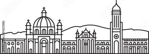 Guadalajara skyline simple linear style art illustration